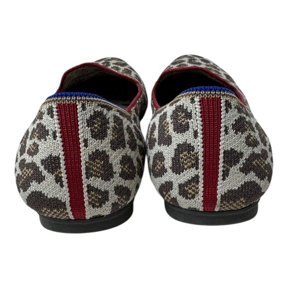 Rothy's Shoes Women 7 Brown Mocha Spot Leopard Ballet Flats Loafers Preppy Knit - Picture 8 of 14